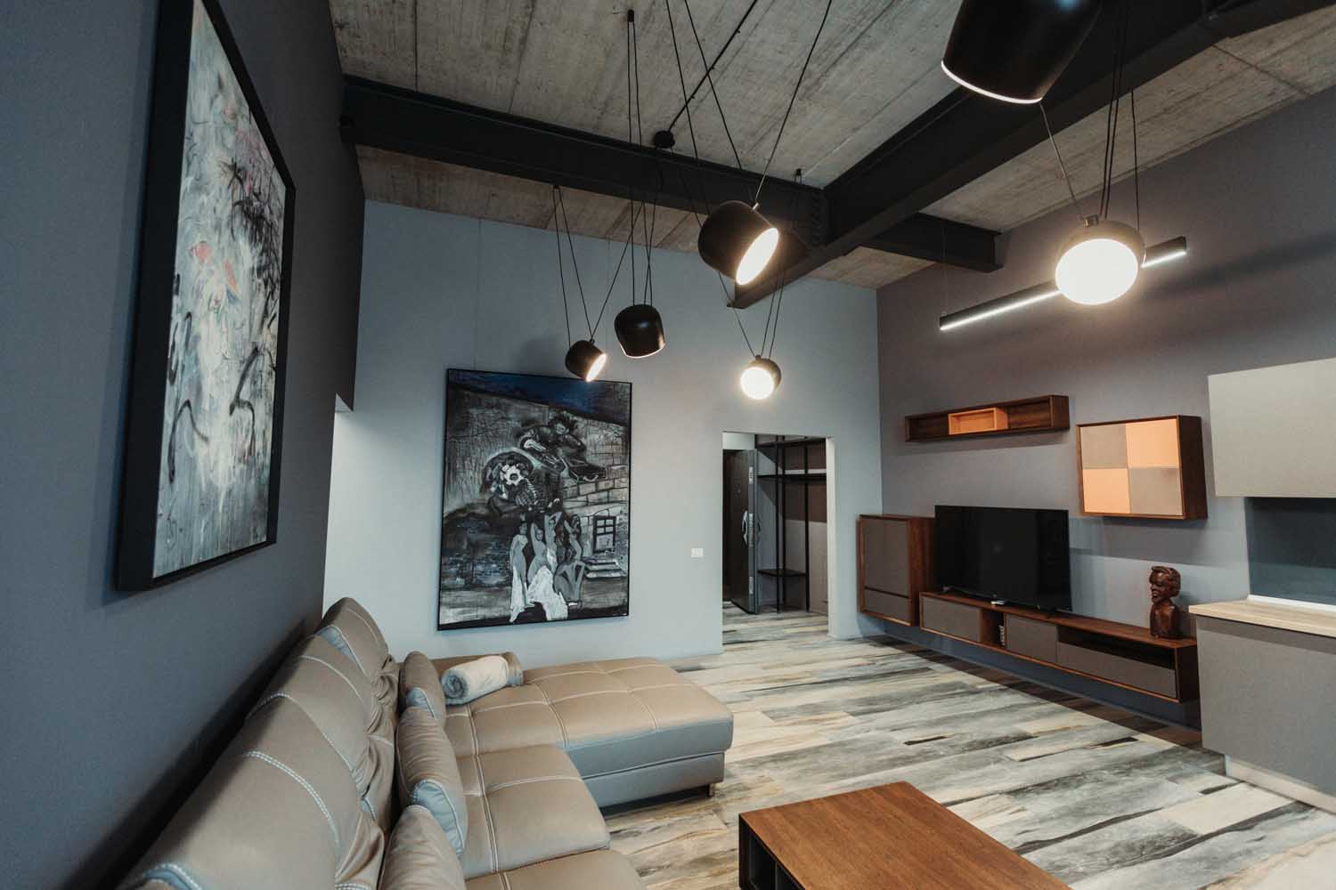 Living modern într-un apartament pentru cazare în Timișoara, oferit de ArtHomes Apartments